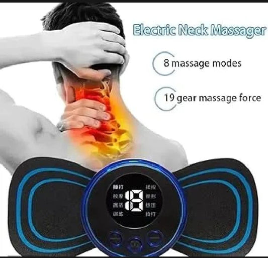 Mini EMS Butterfly Massager – Electric Wireless Muscle Stimulator for Neck & Back Pain Relief with Multiple Modes & USB Rechargeable