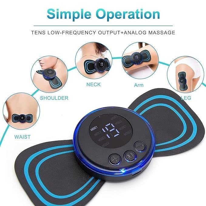 Mini EMS Butterfly Massager – Electric Wireless Muscle Stimulator for Neck & Back Pain Relief with Multiple Modes & USB Rechargeable
