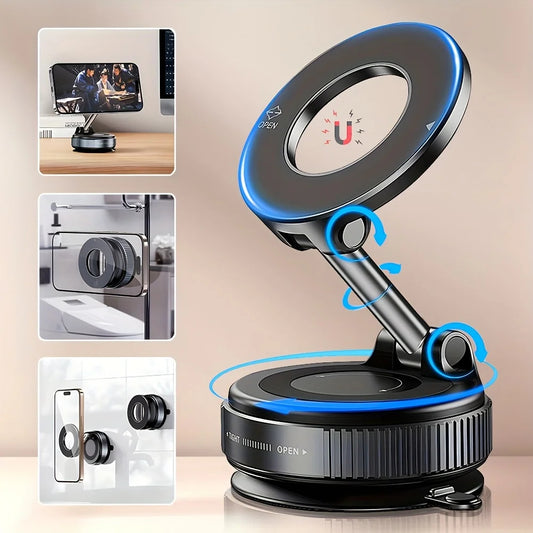 Magnetic Phone Holder Stand – 360° Rotatable Adjustable Mobile Stand for Desk & Car with Strong Magnet Grip