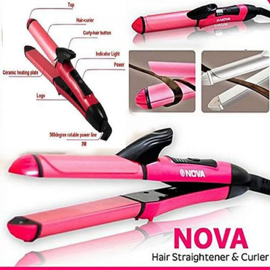 Nova 2 in 1 Hair Straightener & Curler – Dual Function Hair Styling Iron for Curling & Straightening