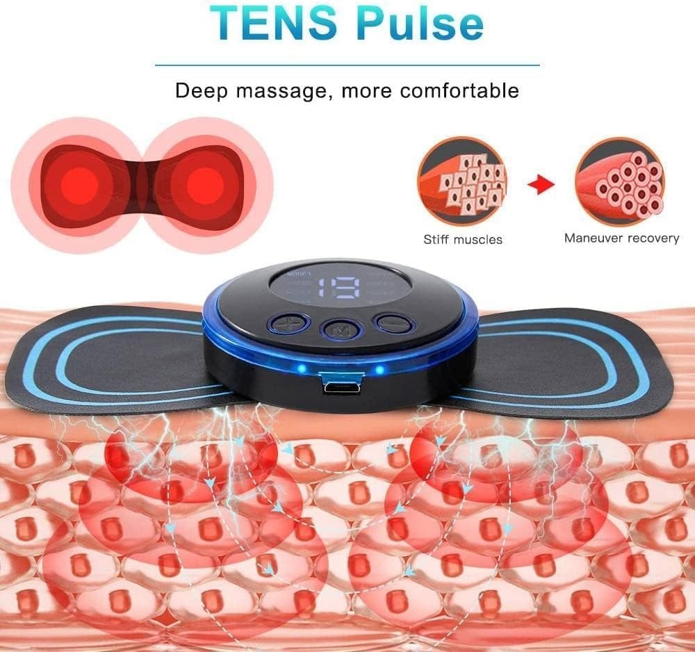 Mini EMS Butterfly Massager – Electric Wireless Muscle Stimulator for Neck & Back Pain Relief with Multiple Modes & USB Rechargeable