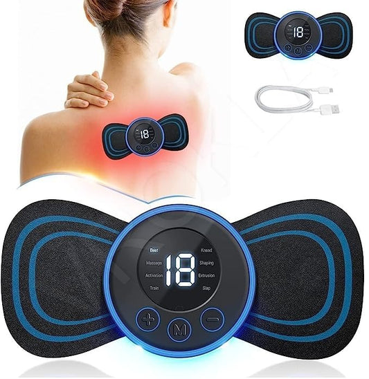 Mini EMS Butterfly Massager – Electric Wireless Muscle Stimulator for Neck & Back Pain Relief with Multiple Modes & USB Rechargeable