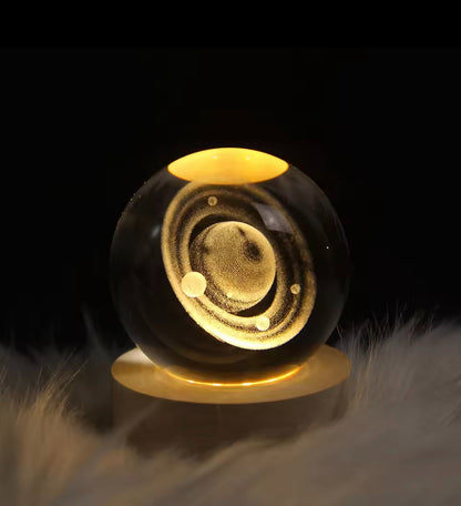 3D Crystal Ball LED Night Lamp – Galaxy Moon Light Decorative Lamp with Wooden Base (Best Gift in Pakistan)