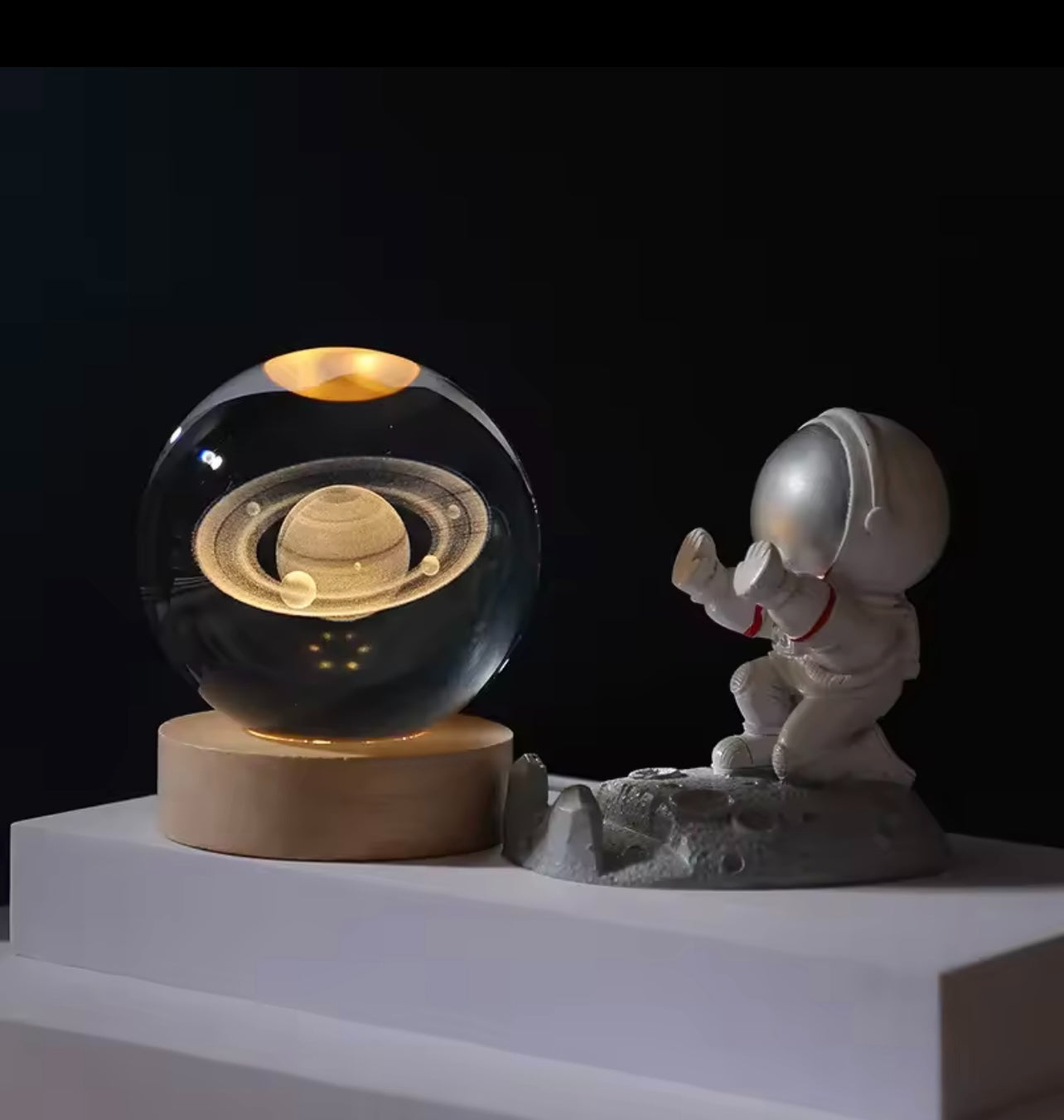 3D Crystal Ball LED Night Lamp – Galaxy Moon Light Decorative Lamp with Wooden Base (Best Gift in Pakistan)