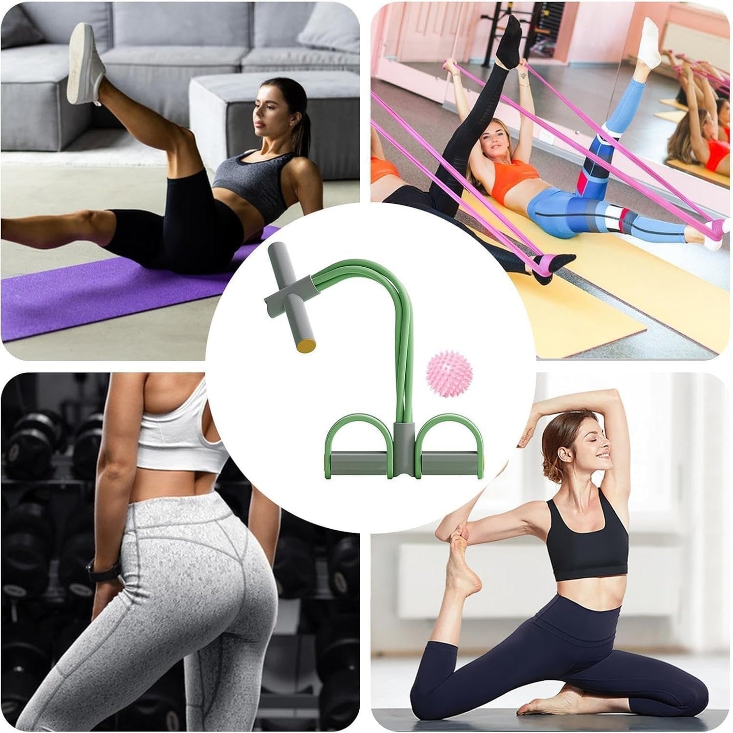 Silicone Tummy Trimmer Resistance Bands – Foot Pedal Exercise Bands for Home Workout & Full Body Fitness