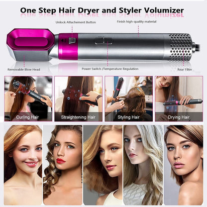 5-in-1 Hair Styler Tool – Multi-Function Hair Dryer Brush Set with Curling, Straightening & Volumizing Attachments