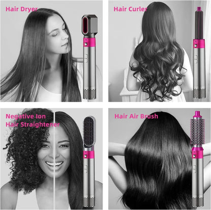 5-in-1 Hair Styler Tool – Multi-Function Hair Dryer Brush Set with Curling, Straightening & Volumizing Attachments