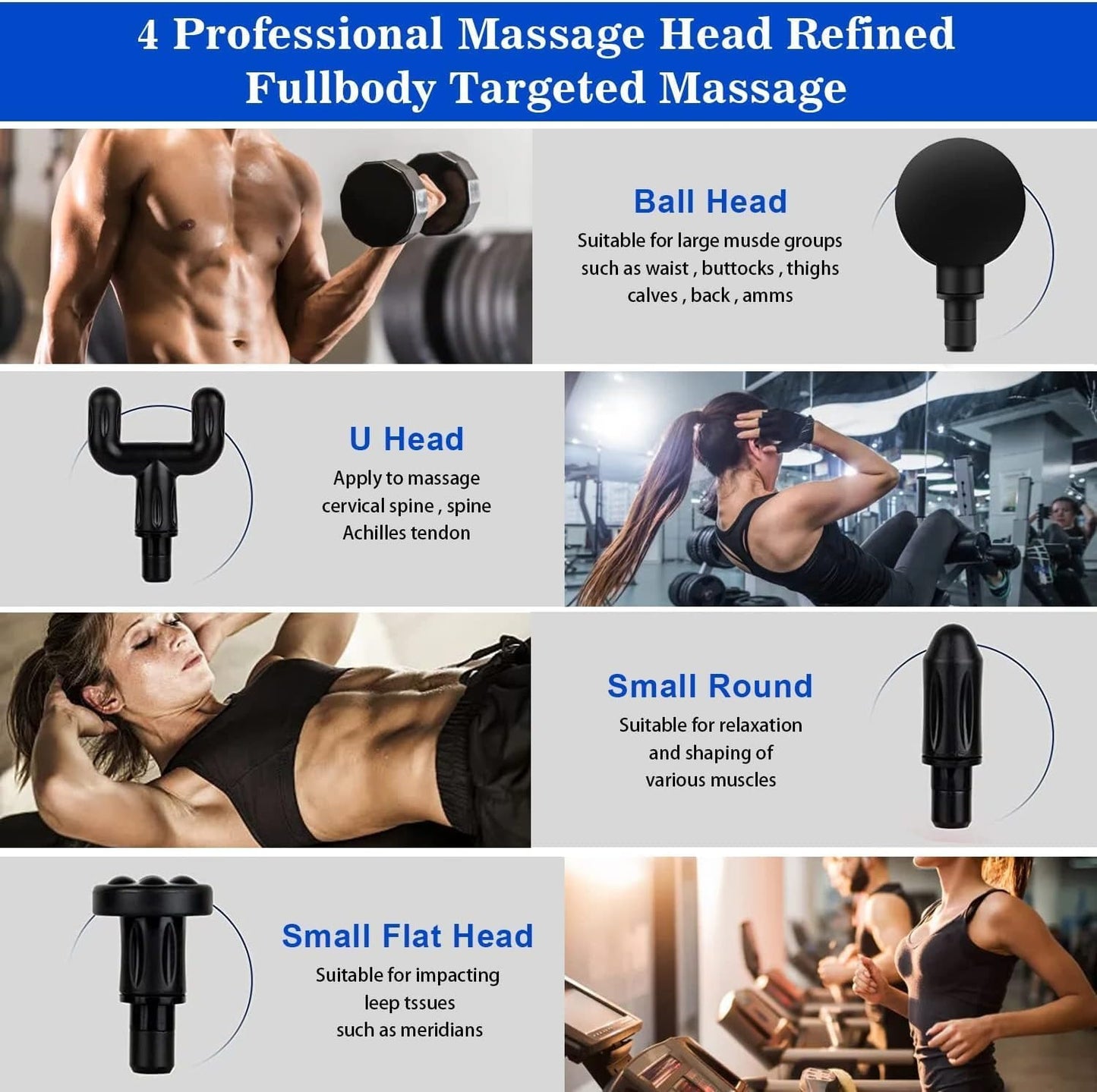 Massage Gun Deep Tissue Body Massager – Muscle Pain Relief Machine with Multiple Heads, Portable & Rechargeable in Pakistan