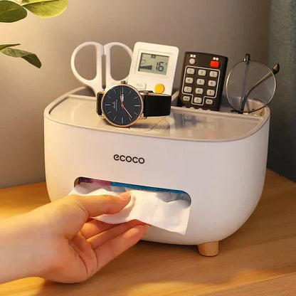 Multifunctional Tissue Box  (With Remote Mobile Glasses And Pen Holder)
