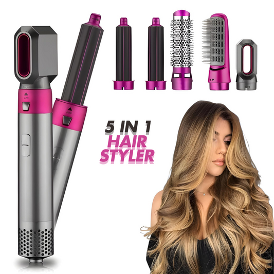 5-in-1 Hair Styler Tool – Multi-Function Hair Dryer Brush Set with Curling, Straightening & Volumizing Attachments